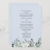 Stusty Blue Floral Formal Beide ouders bruiloft Kaart (Voorkant / Achterkant)