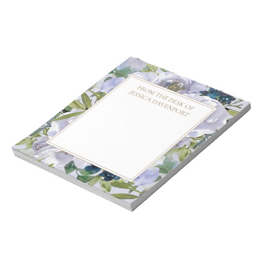 Stusty Blue Floral Green Leaves uit bureau Notitieblok (Linkerzijde)