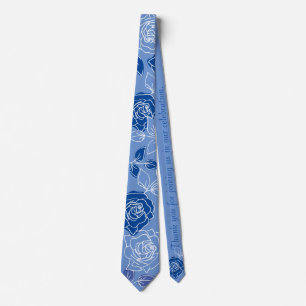 Stusty Blue Floral patroon Stijlvol modern huwelij Stropdas