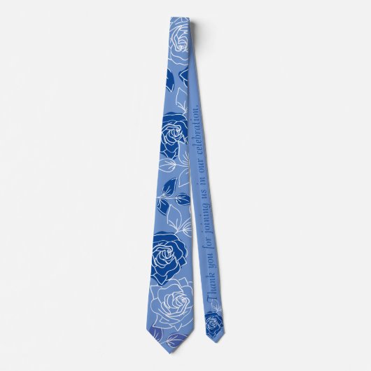Stusty Blue Floral patroon Stijlvol modern huwelij Stropdas (Voorkant)