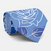 Stusty Blue Floral patroon Stijlvol modern huwelij Stropdas (Opgerold)