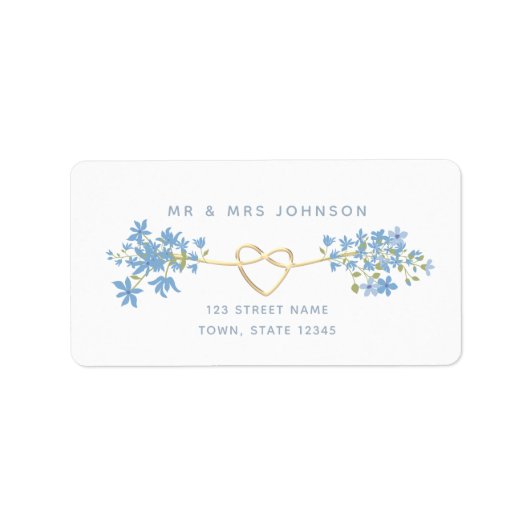 Stusty Blue Floral Return Address Label (Voorkant)