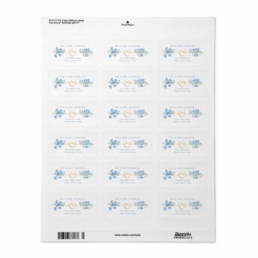 Stusty Blue Floral Return Address Label (Full Sheet)