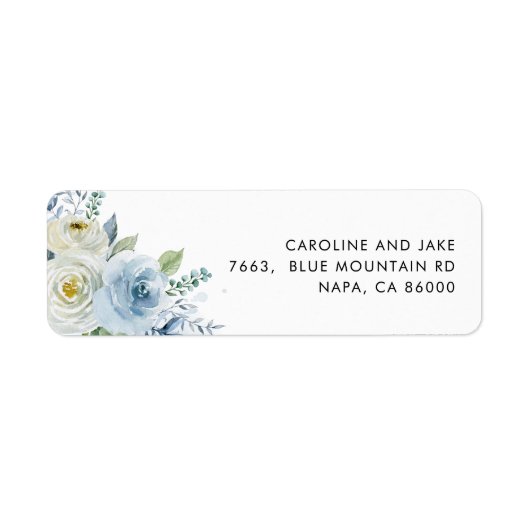 Stusty Blue Floral Return Address Label (Voorkant)