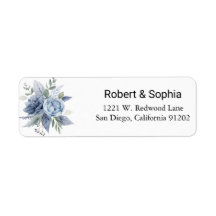 Stusty Blue Floral Return Address Label