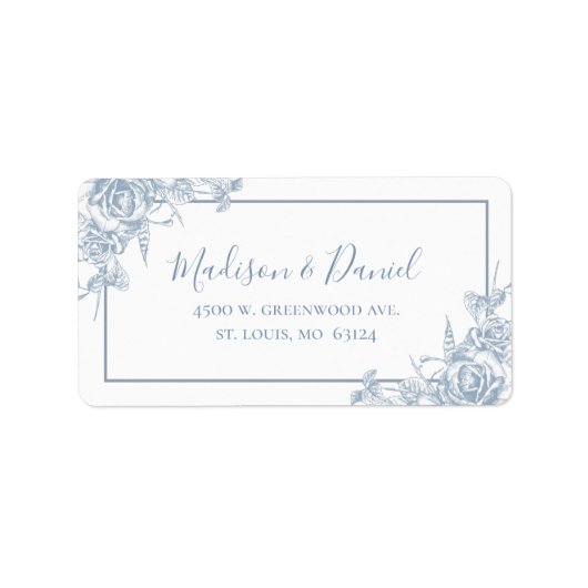 Stusty Blue Floral Return-adres Etiket (Voorkant)