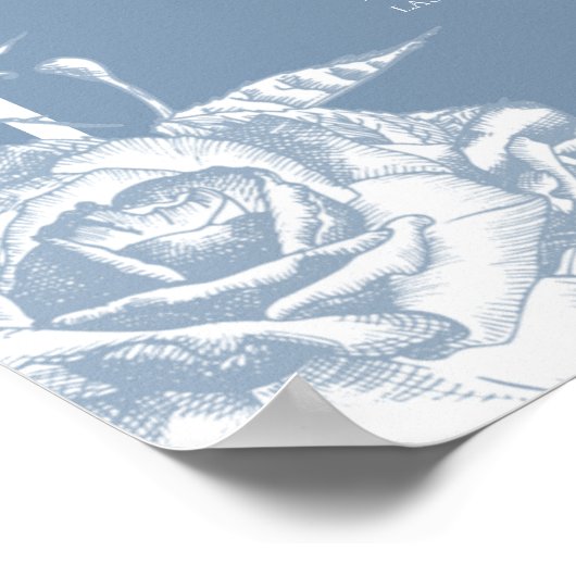 Stusty Blue Floral Seating Chart Poster (Hoek)