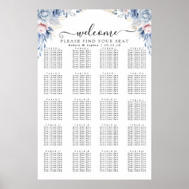Stusty Blue Floral Seating Chart Poster