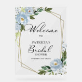 Stusty Blue Floral Vrijgezellenfeest Welcome Sign Acryl Bord (Voorkant)