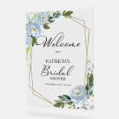 Stusty Blue Floral Vrijgezellenfeest Welcome Sign Acryl Bord (Hoek)