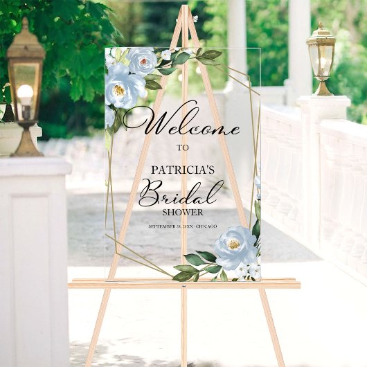 Stusty Blue Floral Vrijgezellenfeest Welcome Sign Acryl Bord