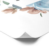 Stusty Blue Floral Vrijgezellenfeest Welcome Sign Poster (Hoek)