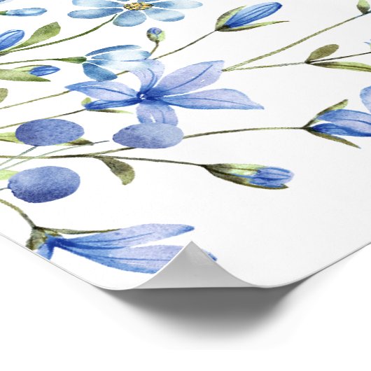 Stusty Blue Floral Vrijgezellenfeest Welcome Sign Poster (Hoek)