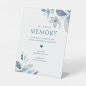 Stusty Blue Floral Weddenschap in liefdevolle Memo Reclamebord Met Voetstuk (Voorkant)