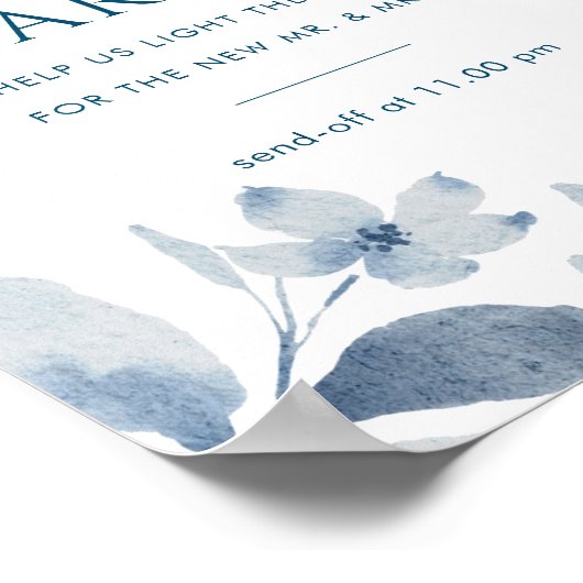 Stusty Blue Floral Weddenschap Sparkler Poster (Hoek)