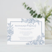Stusty Blue Floral Wedding Accommodations Informatiekaartje (Staand voorkant)