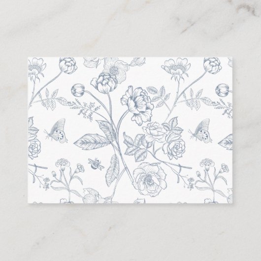 Stusty Blue Floral Wedding Accommodations Informatiekaartje (Achterkant)