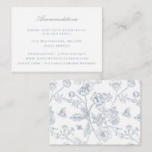 Stusty Blue Floral Wedding Accommodations Informatiekaartje (Voorkant / Achterkant)
