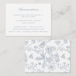 Stusty Blue Floral Wedding Accommodations Informatiekaartje