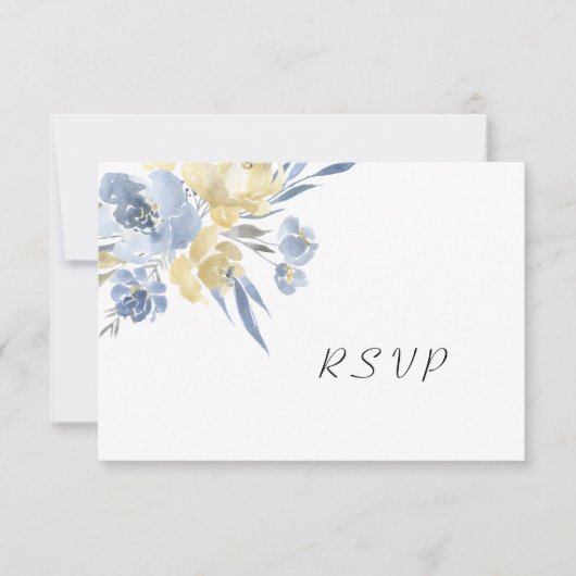 Stusty Blue Floral Wedding Buffet RSVP Kaartje (Voorkant)