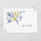 Stusty Blue Floral Wedding Buffet RSVP Kaartje (Voorkant / Achterkant)