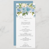 Stusty Blue Floral Wedding Menu of Shower Menu Kaart (Voorkant / Achterkant)