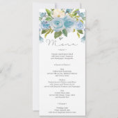 Stusty Blue Floral Wedding Menu of Shower Menu Kaart (Voorkant)