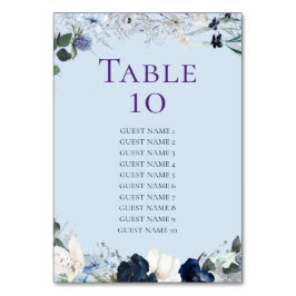 Stusty Blue Floral Wedding Seating Chart Kaart