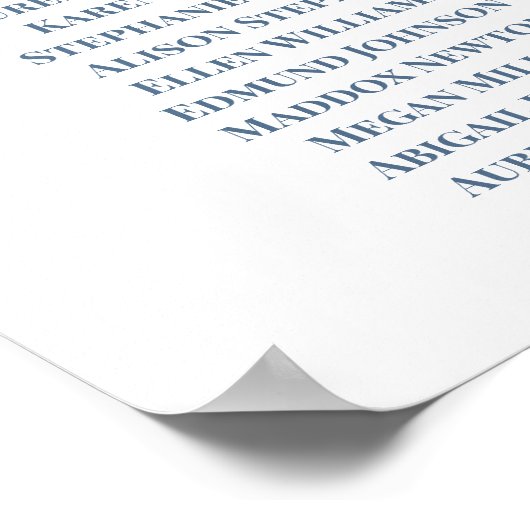 Stusty Blue Floral Wedding Seating Chart Poster (Hoek)