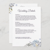 Stusty Blue Florals Combo Menu Weddenschap - Gegev (Voorkant / Achterkant)