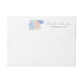 Stusty Blue Florals Weddenschap Wrap rond label