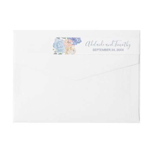 Stusty Blue Florals Weddenschap Wrap rond label (Achterkant)