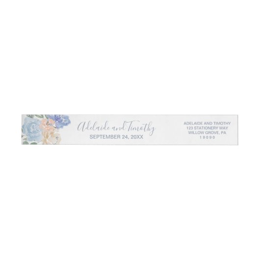 Stusty Blue Florals Weddenschap Wrap rond label (Individueel)