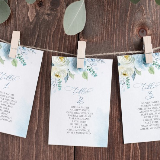 Stusty Blue Flowers Tabel Nummer 3 Zitdiagram Kaart