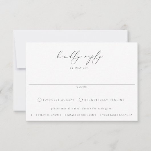 Stusty Blue Garden Floral Meal Choice Weddenschap RSVP Kaartje (Voorkant)