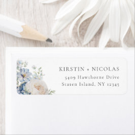 Stusty Blue Garden Floral Return Address Label