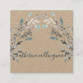 Stusty Blue Greenery Kraft Paper Swash Script Vierkante Visitekaartje (Voorkant)