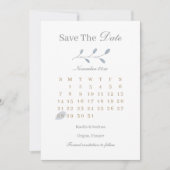 Stusty Blue Leaves Minimalist Save the Date Weddin Kaart (Voorkant)