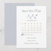 Stusty Blue Leaves Minimalist Save the Date Weddin Kaart (Voorkant / Achterkant)