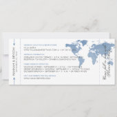 Stusty Blue Map Boarding Pass Ticket Save the Date (Achterkant)