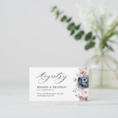Stusty Blue Mauve Roos Pink Slate Wedding Registry Informatiekaartje (Staand voorkant)