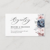 Stusty Blue Mauve Roos Pink Slate Wedding Registry Informatiekaartje (Voorkant)