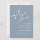 Stusty Blue Minimalist Couples Shower Invitation Kaart (Voorkant)