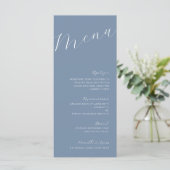 Stusty Blue Minimalist Modern Wedding Menu (Staand voorkant)