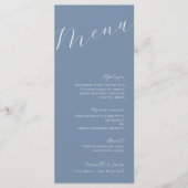 Stusty Blue Minimalist Modern Wedding Menu (Voorkant)
