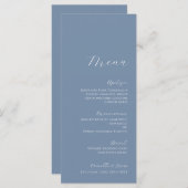 Stusty Blue Minimalist Modern Wedding Menu (Voorkant / Achterkant)