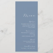 Stusty Blue Minimalist Modern Wedding Menu (Voorkant)