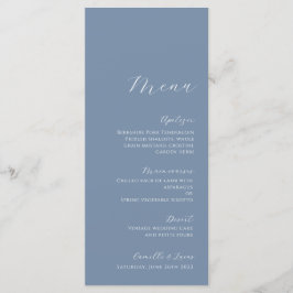 Stusty Blue Minimalist Modern Wedding Menu