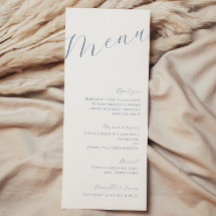 Stusty Blue Minimalist Modern Wedding Menu