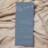 Stusty Blue Minimalist Modern Wedding Menu